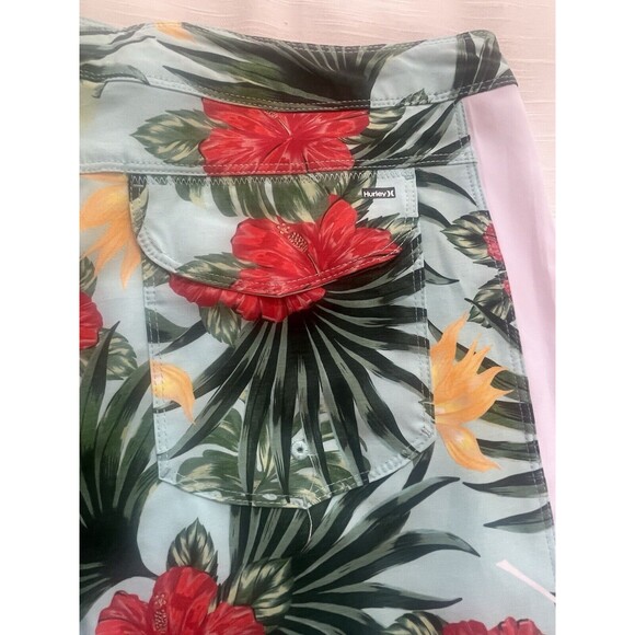 Hurley Men’s Turquoise Hibiscus Boardshort Sz 36 New - Picture 7 of 10